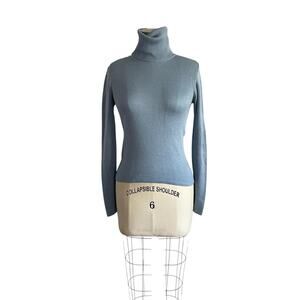 Vintage 70s 80s El Mor Baby Blue Ribbed Turtleneck Top: Gilmore Girls Style